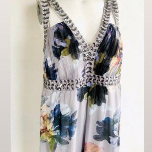 Little Mistress Maternity Dress sz US 12 Floral Midi Rhinestone